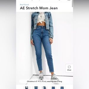American Eagle Classic Blue Stretch Mom Jeans